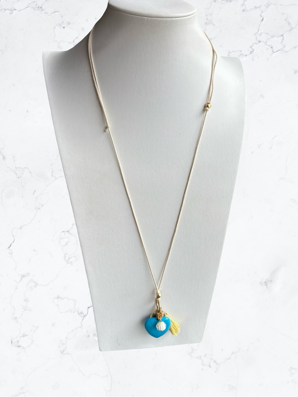 J. Jill Blue Heart Pendant with Yellow Tassel Necklace